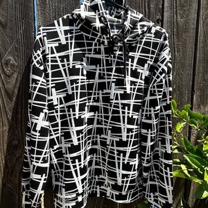 SHEIN Black and White Geometric Sweater